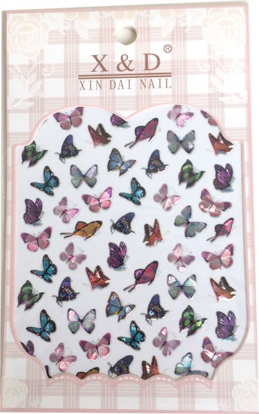 Nailart Sticker-Schmetterlinge bunt - irisierend